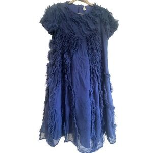 Jupe by Jackie Ruffle Silk Dress Womens 4 Flowy Whimsigoth Statement Textured